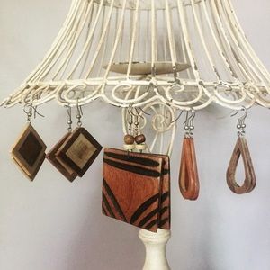 5 pairs of Vtg wooden earrings